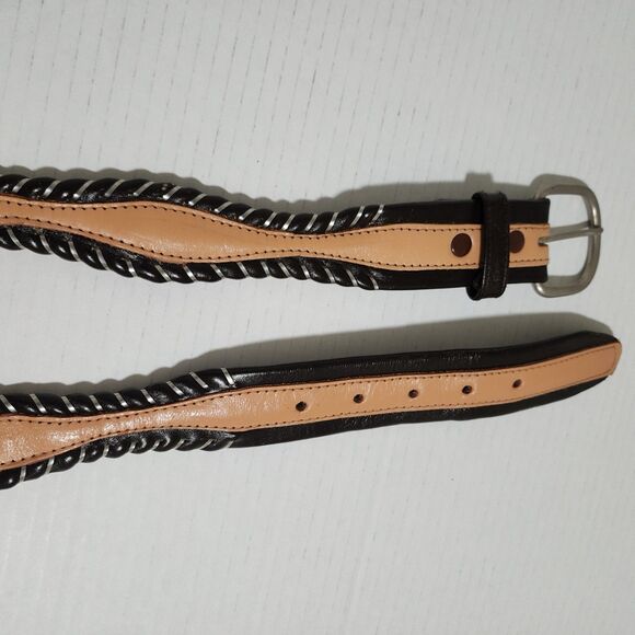 Tex Tan Accessories - Tex Tan Womens Genuine Cowhide Leather Western Belt Tan Brown Silver Size 38